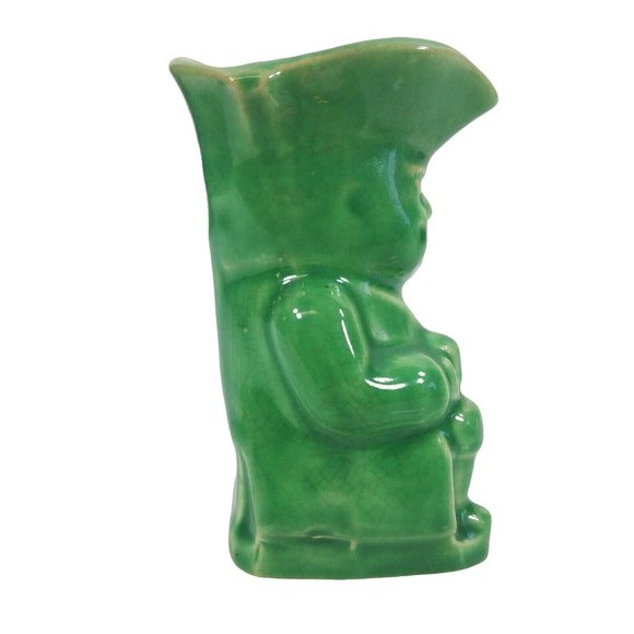 Creamer Pitcher Colonial Man Green With Handle 4" Tall - Picture 5 of 9